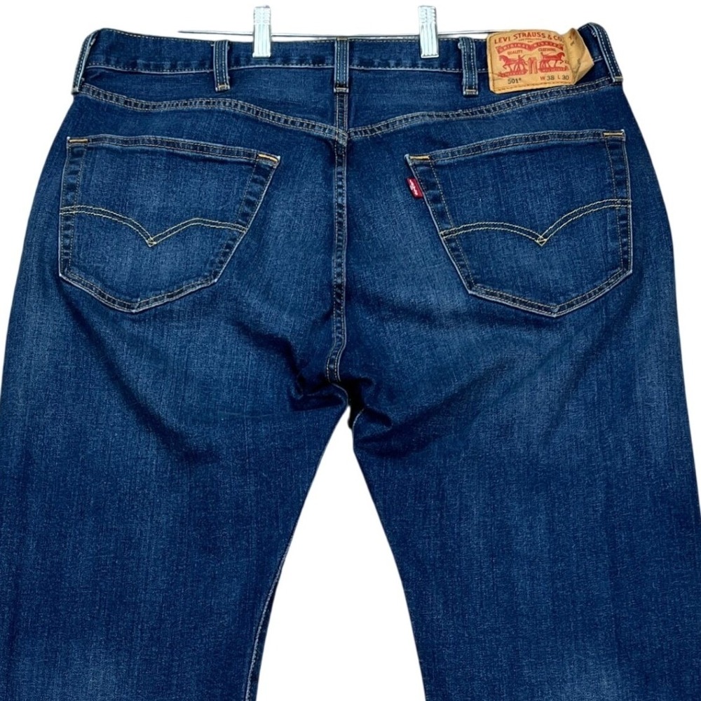 Levi's 501 Original‎ Fit Jeans Mens 38x30 Dark Wash Straight Leg 5 Pocket Denim - Picture 6 of 16